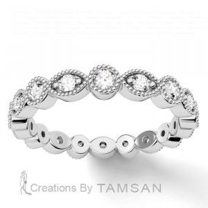 Diamond Round Cut Eternity Ring with Milgrain 0.45Ctw