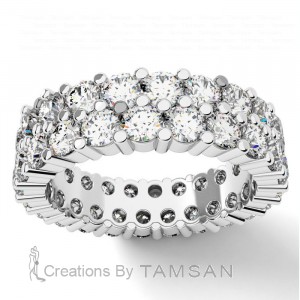 Diamond Round Cut 2 Row Eternity Ring 3.65Ctw