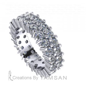 Diamond Round Cut 2 Row Eternity Ring 3.65Ctw