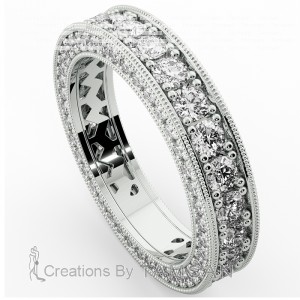 Diamond Eternity Ring with Milgrain and Side Stones 2.40Ctw