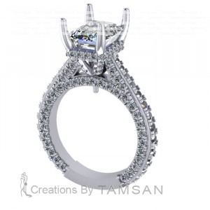 Hidden Halo Engagement Ring 3.60Ctw