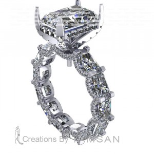 Radiant Hidden Halo Engagement Ring with U Prong 3.85Ctw