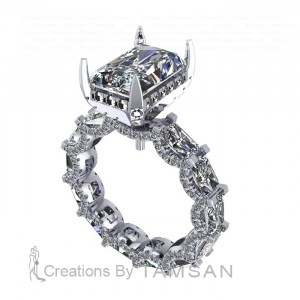 Radiant Hidden Halo Engagement Ring with U Prong 3.85Ctw