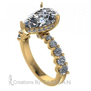 Pear Hidden Halo Engagement Ring 3.50Ctw