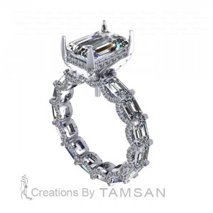 Emerald Hidden Halo Engagement Ring 6Ctw