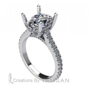 Oval Hidden Halo Cathedral Engagement Ring 2.90Ctw