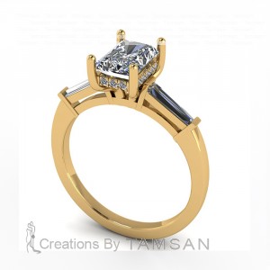 Radiant and Tapered Baguettes Engagement Ring