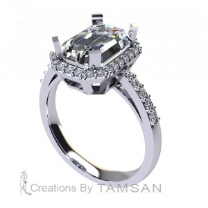 Emerald Halo Engagement Ring 4.35Ctw