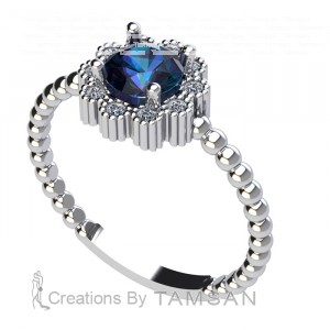 Mezzo Round Opal Halo Engagement Ring 1Ctw