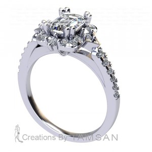 Emerald Halo Engagement Ring 1.40Ctw