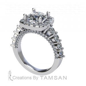 Cushion Halo Engagement Ring 2.70Ctw