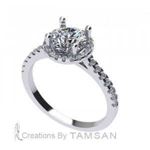 Round Halo Engagement Ring 1.30Ctw