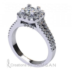 Split Shank Halo Round Cut Engagement Ring 1.55Ctw