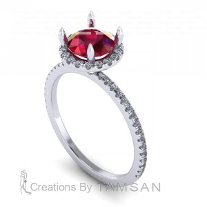 Earth Waverly Halo Round Cut Engagement Ring 1.90Ctw