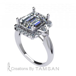 Big Emerald Halo Engagement Ring 5.70Ctw