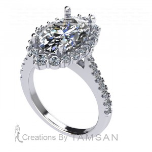 Big Oval Halo Engagement Ring 3.35Ctw