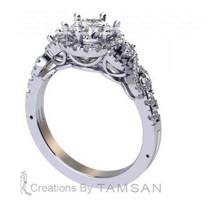 Halo Round Cut Engagement Ring 2.15Ctw