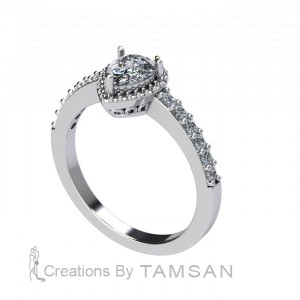 Pear Halo Engagement Ring 1.05Ctw