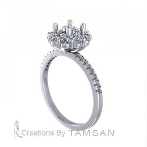 Flower Halo Round Cut Engagement Ring 1.90Ctw