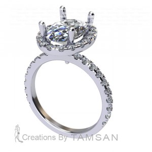 Oval Halo Engagement Ring 3.40Ctw