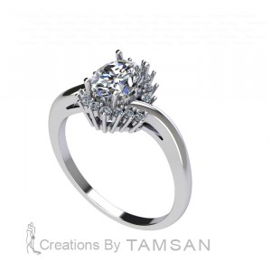 Oval Halo Bypass Engagement Ring 2.10Ctw