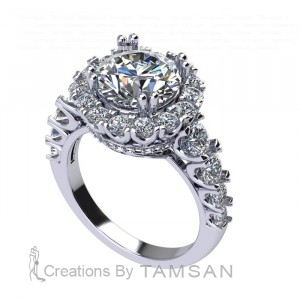 Halo Round Cut Engagement Ring 5.25Ctw