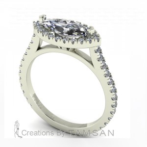 East West Marquise Halo Engagement Ring 1.60Ctw