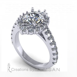 Halo Round Cut Graduating Engagement Ring 2.95Ctw