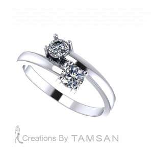 Two Stone Round Cut Bypass Engagement Ring 0.55Ctw