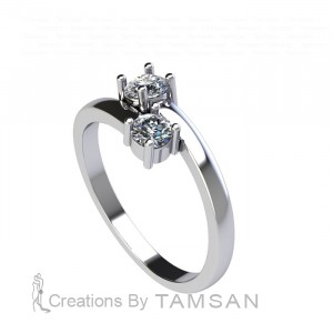Two Stone Round Cut Bypass Engagement Ring 0.55Ctw