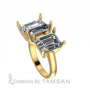 Two Stone Emerald Engagement Ring 11.15Ctw