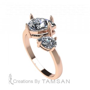 Two Stone Pear Engagement Ring 2.20Ctw