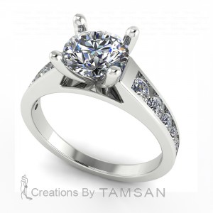 Round Channel Side Stone Engagement Ring 1.45Ctw