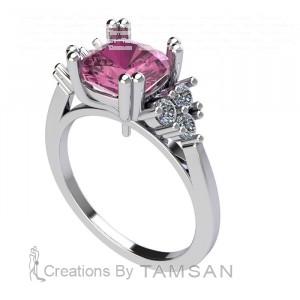 Cushion Side Stone Engagement Ring 7.90Ctw
