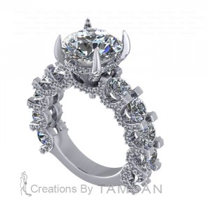 Side Stone Engagement Ring 6Ctw