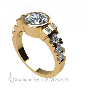 Bezel Side Stone Engagement Ring 2.60Ctw