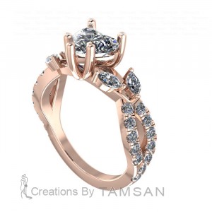 Heart Side Stone Engagement Ring 1.50Ctw