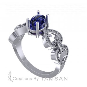 Heart Bracelet Side Stone Engagement Ring 1.40Ctw