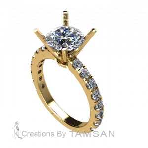 Side Stone Engagement Ring 2.65Ctw