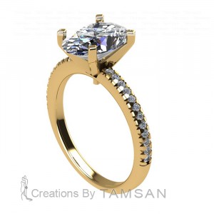 Oval Side Stone Engagement Ring 2.45Ctw