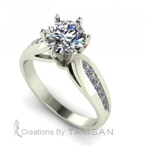 Channel Taper Side Stone Engagement Ring 1.45Ctw