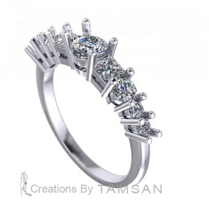 Side Stone Engagement Ring 1.50Ctw