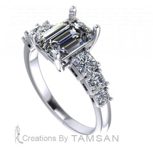 Emerald Side Stone Engagement Ring 2.55Ctw