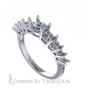 Side Stone Engagement Ring 1.90Ctw