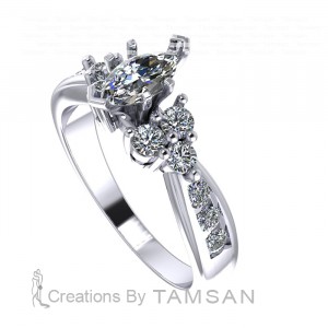 Side Stone Engagement Ring 1.60Ctw