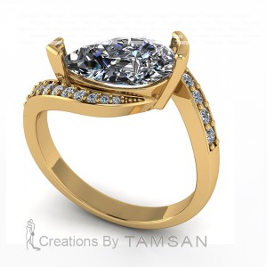 Pear Bypass Side Stone Engagement Ring 1.75Ctw