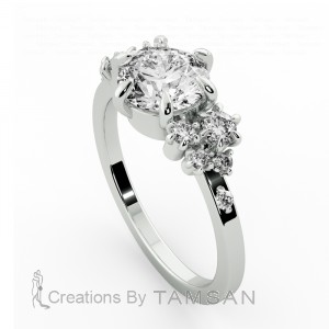 Side Stone Engagement Ring 1.30Ctw