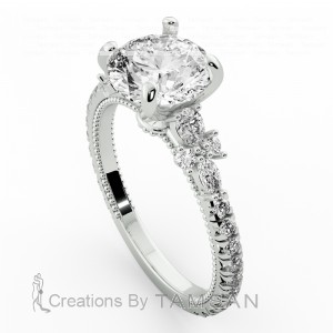 Side Stone Engagement Ring 1.65Ctw