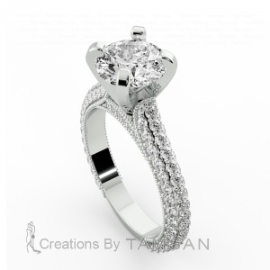 Side Stone Engagement Ring 2.15Ctw