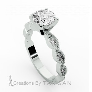 Side Stone Engagement Ring 1.30Ctw